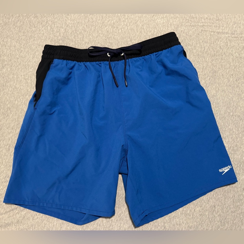 Speedo Men's Black and Blue Swim Trunks Size XL
